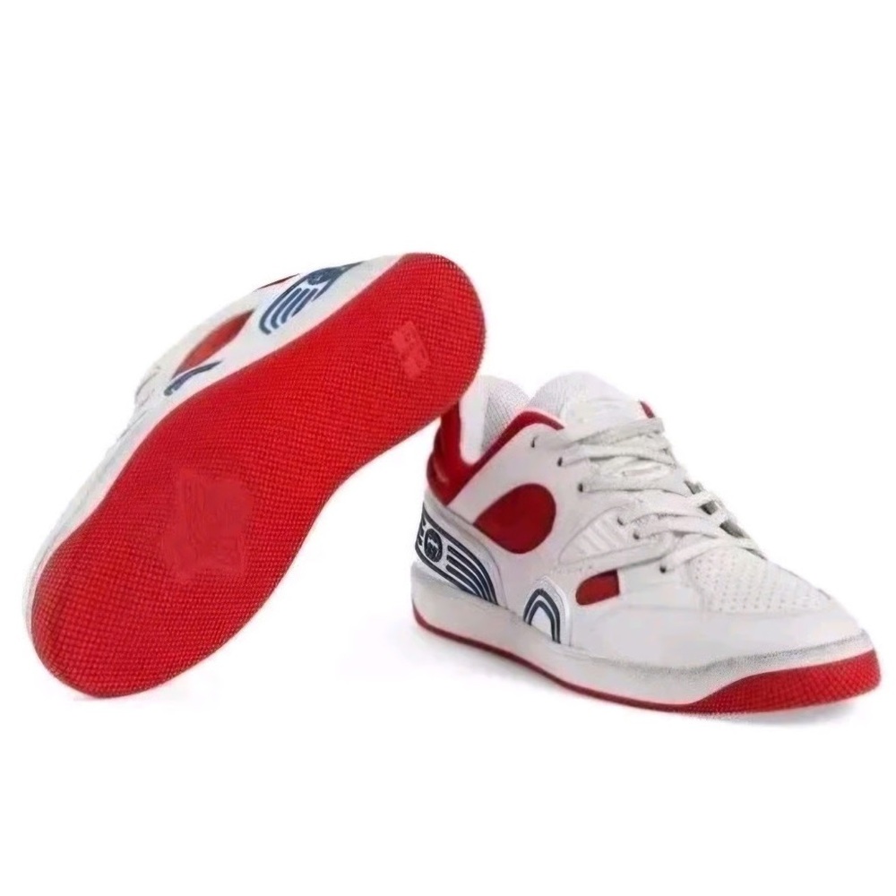Gucci Basket low-top sneakers in white Demetra Red - Picture 2 of 10